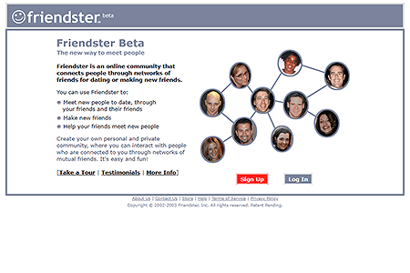 Friendsters website in 2003