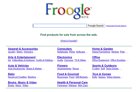 Froogle website in 2003