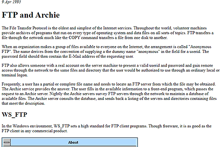 FTP and Archie website in 1995