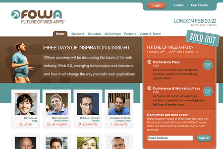 Future of Web Apps website in 2006
