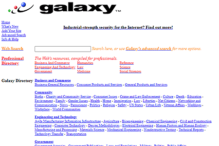 Galaxy website in 1997