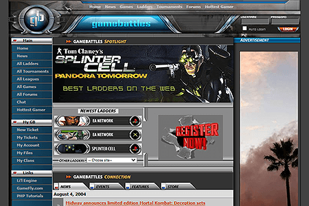 GameBattles website in 2004