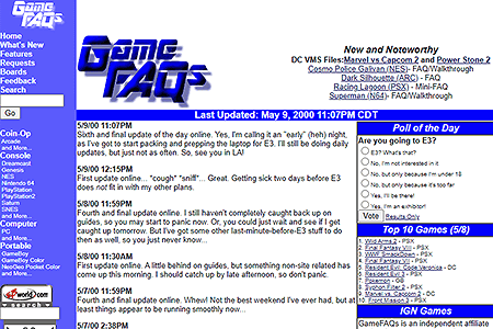 GameFAQs website in 2000