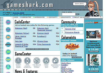 Gameshark.com website in 2000