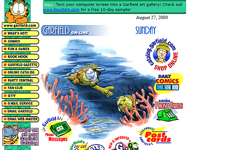 Garfield website in 2000