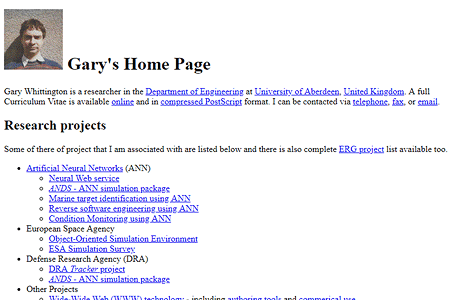 Gary’s Home Page in 1994