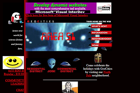 GeoCities Area51 Neighborhood in 1996