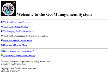 GeoManagement System website in 1994