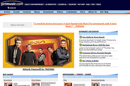 GetMusic website in 2000