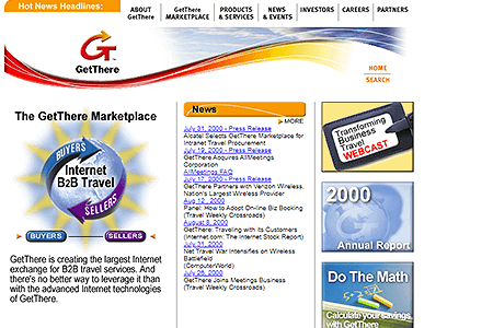 GetThere website in 2000