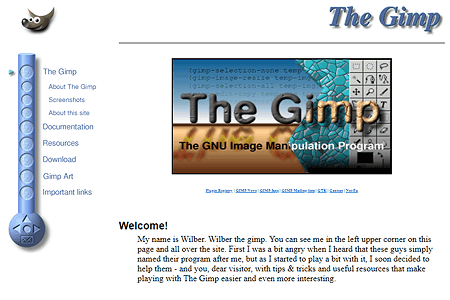 GIMP website in 1998