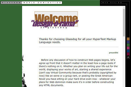 Glassdog website in 1998