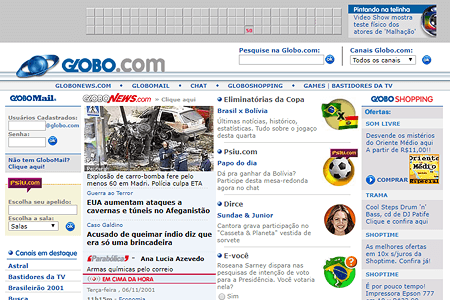 Globo.com website in 2001