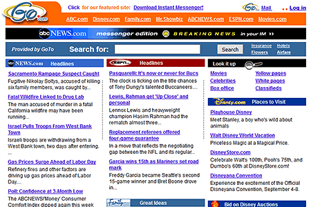 GO.com website in 2001