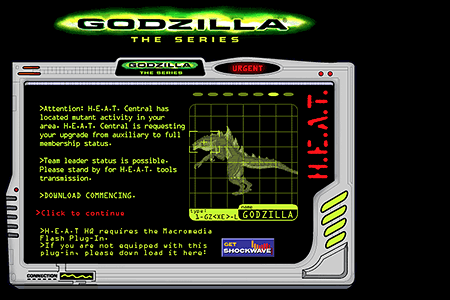 Godzilla: The Series website in 1999