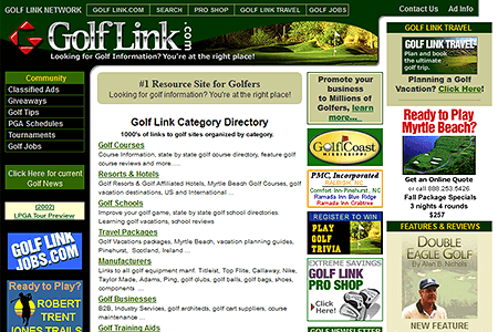 Golf Link website in 2002