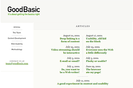 GoodBasic website in 2001