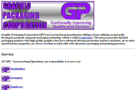 Graphic Packaging Corporation website in 1994