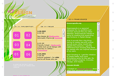 GREENCapsule website in 2003