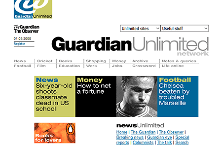 Guardian Unlimited website in 2000