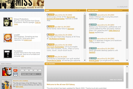 GUI Galaxy website in 2003