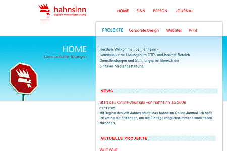 Hahnsinn website in 2006