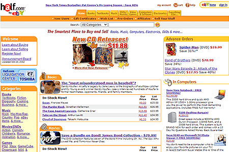 Half.com website in 2002