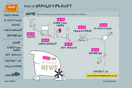 Harold's Planet flash website in 2001