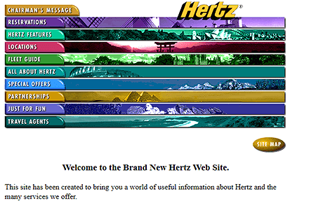 Hertz website in 1996