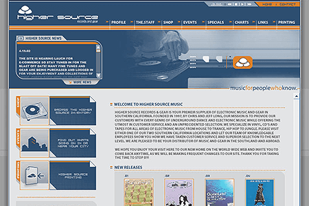 Higher Source Music website in 2002
