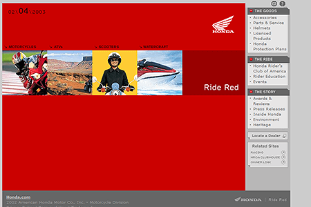 Honda Motorcycles website in 2003