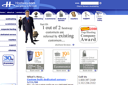 Hostway website in 2000