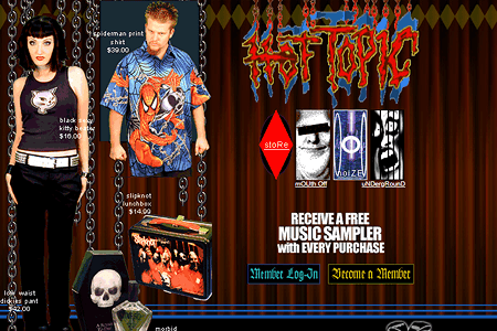 Hot Topic website in 1999