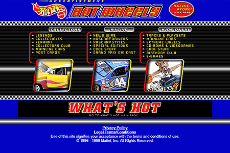 Hot Wheels website in 1999