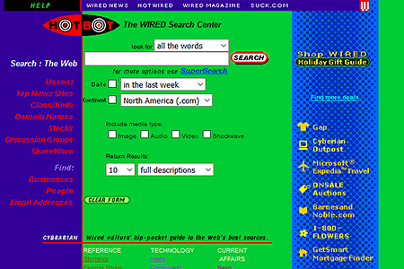 HotBot website in 1997
