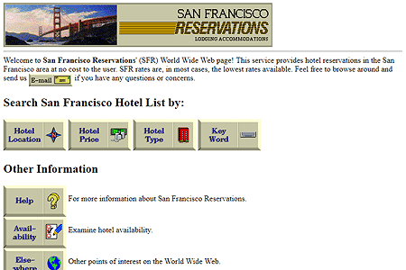 San Francisco Reservations website in 1995