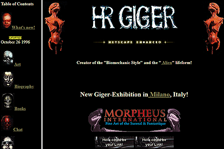 H. R. Giger website in 1996