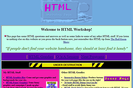 HTML Workshop Page in 1996