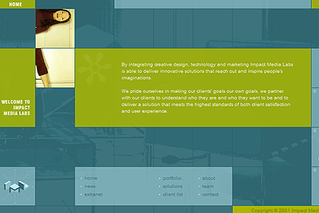 Impact Media Labs website in 2001