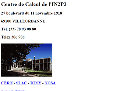 Centre de Calcul IN2P3 website in 1992