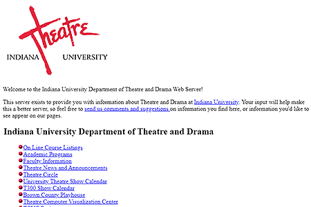 Indiana University Department of Theatre and Drama website in 1994