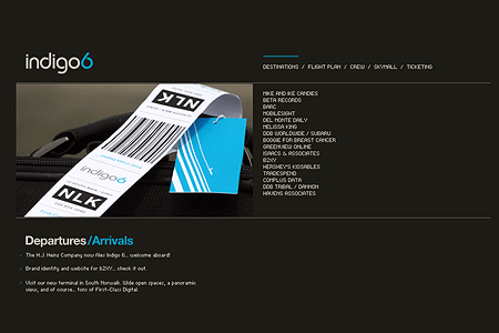 Indigo 6 website in 2006