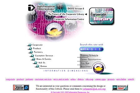 Information Dimensions website in 1997