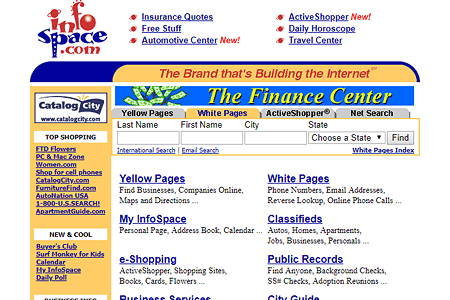 InfoSpace website in 1999