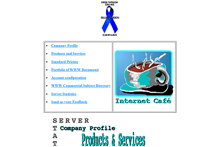 Internet Café website in 1995