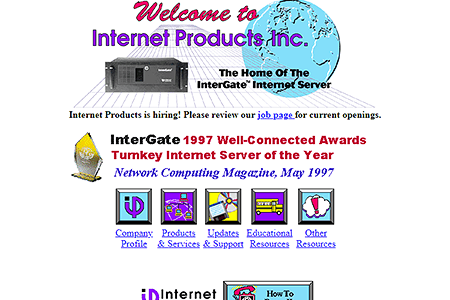 Internet Products website in 1997
