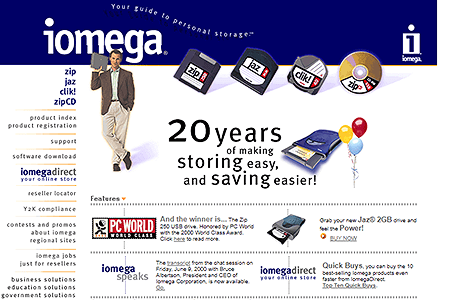 Iomega website in 1999