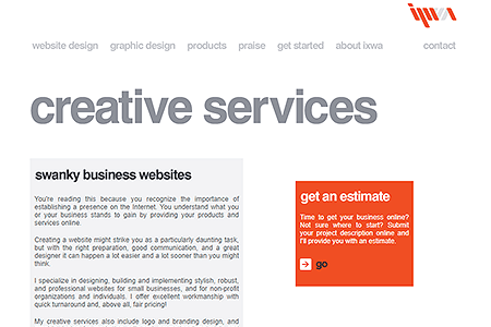 ixwa Creative Services website in 2007