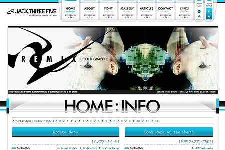 Jack Three Five website in 2005