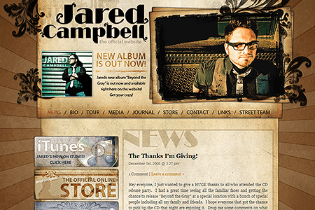 Jared Campbell website in 2008